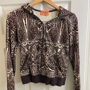 Vintage Juicy Couture Brown Paisley Zip-Up Hoodie